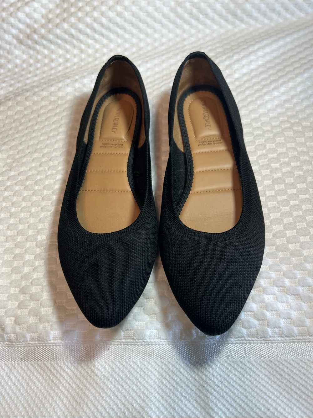 Cynthia Rowley Black Knit Pointed-Toe Ballet Flats